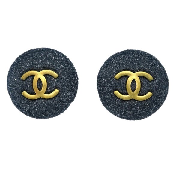Chanel Gray Button Earrings Clip-On 94A 115403 - Picture 1 of 4